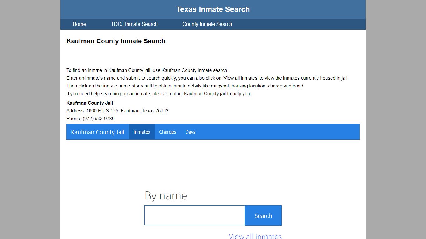 Kaufman County Jail Inmate Search
